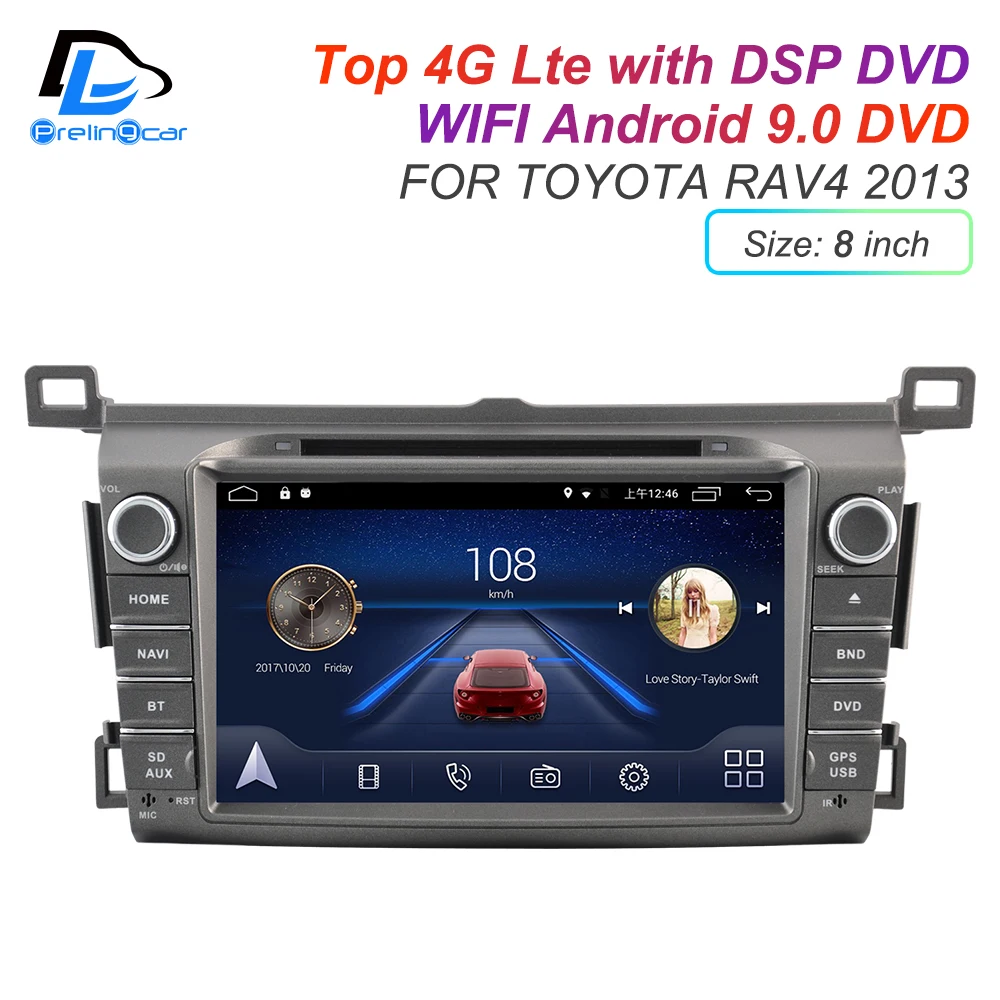 Ips сенсорный экран DSP звук Android 9,0 2 DIN 4g Lte радио для TOYOTA RAV4 2013 лет gps dvd-плеер стерео навигация