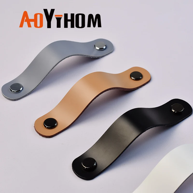 Furniture Handles Silver Leather Shoe Cupboards Cabinet Pulls for Kitchen Dressing Table Wardrobe