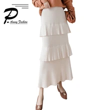 Осень и зима новая модель куртки с хлопковой подкладкой в Корейском стиле, вязаный свитер для девочек, многослойная юбка-пачка, стиль non-Fashion, шерстяная, длинный участок с мешковатой юбкой в стиле хип-хоп