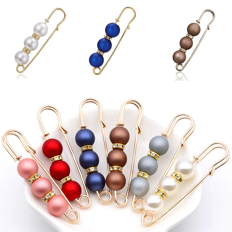 Fashion Pearl Rhinestone Brooch Pins For Female Dress Sweater Shawl Accessories Elegant Jewelry Gifts