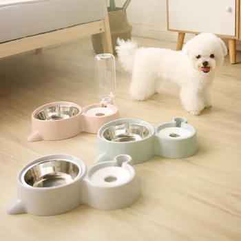 

2-in-1 Automatic Pet Water Dispenser PP and Stainless Steel Portable Pet Bowl Drinking Fountain for Animal