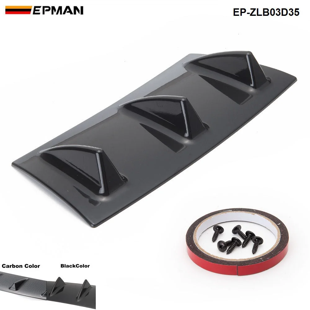 Shark Fin 3 Wing Lip Diffuser14&quot Rear Bumper Chassis Black/Carbon Color ABS Universal EP-ZLB03D35 | Автомобили и мотоциклы