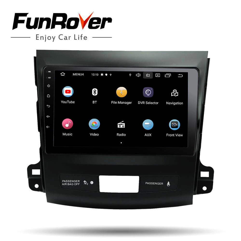 Cheap Funrover 2.5D+IPS Car dvd Multimedia Android 9.0 for Mitsubishi Outlander 2006-2014 Peugeot 4007 Citroen Radio gps Navigation 4