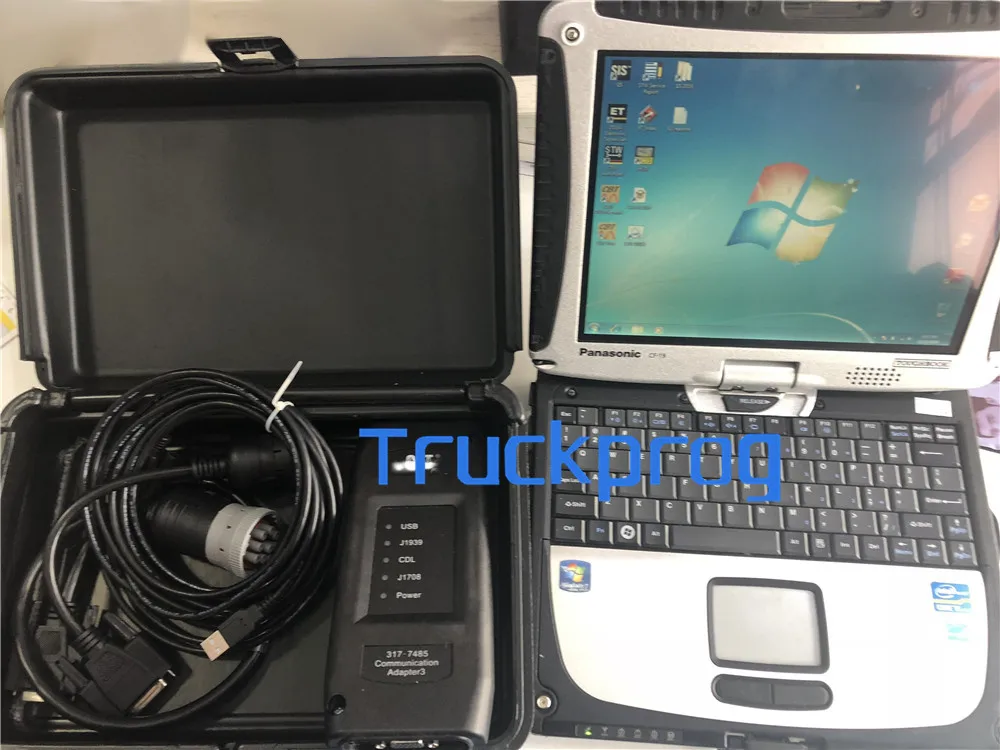 Excavator truck Diagnostic tool V2021 ET3 Communication Adapter III 317-7485+CF19 Laptop+SIS+ECM FLASH for-CAT diagnostic kit | Автомобили