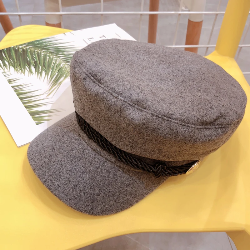 Корейская версия, осенне-зимняя новая Шерстяная кепка в стиле ретро с плоским верхом, темно-синяя кепка, кепка для художника, восьмиугольная шапка для мужчин и женщин