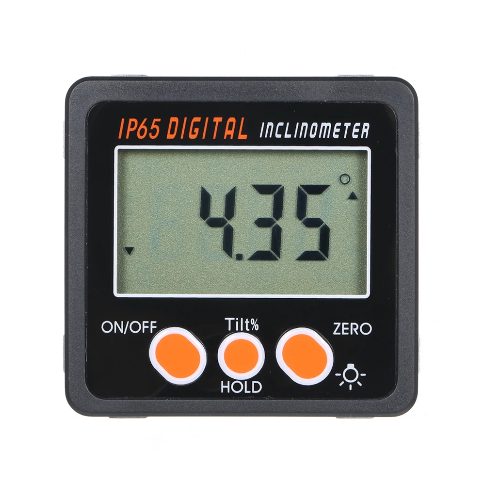 

Multi-functional Digital Inclinometer IP65 Waterproof Aluminum Alloy Shell Electronic Protractor 4 * 90 Degree Range