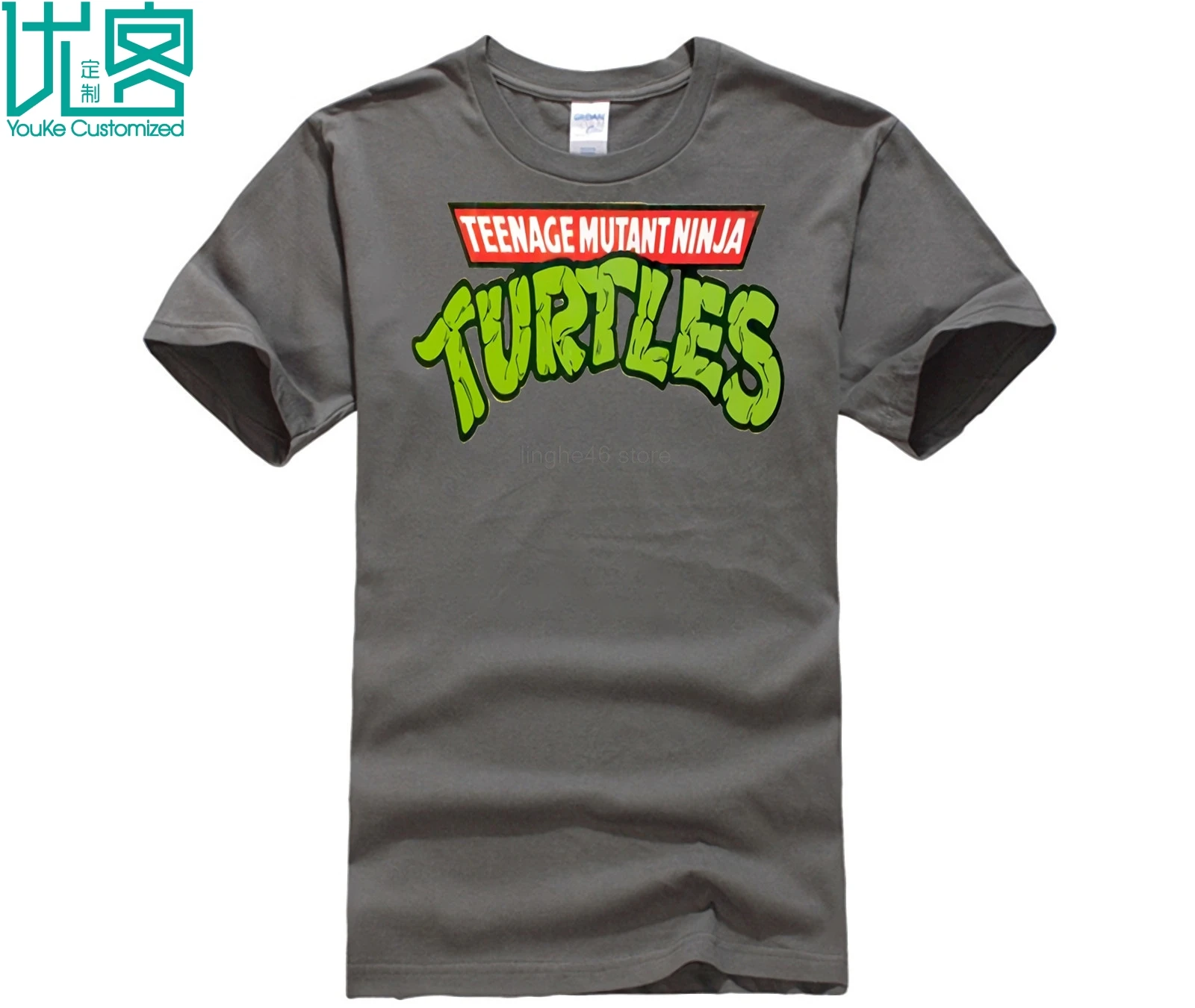 Teenage-Mutant-Ninja-Turtles-Classic-Logo_9096e7b3-16de-4f99-8e08-bb48eb5114ab футболки на заказ - Цвет: charcoal gray
