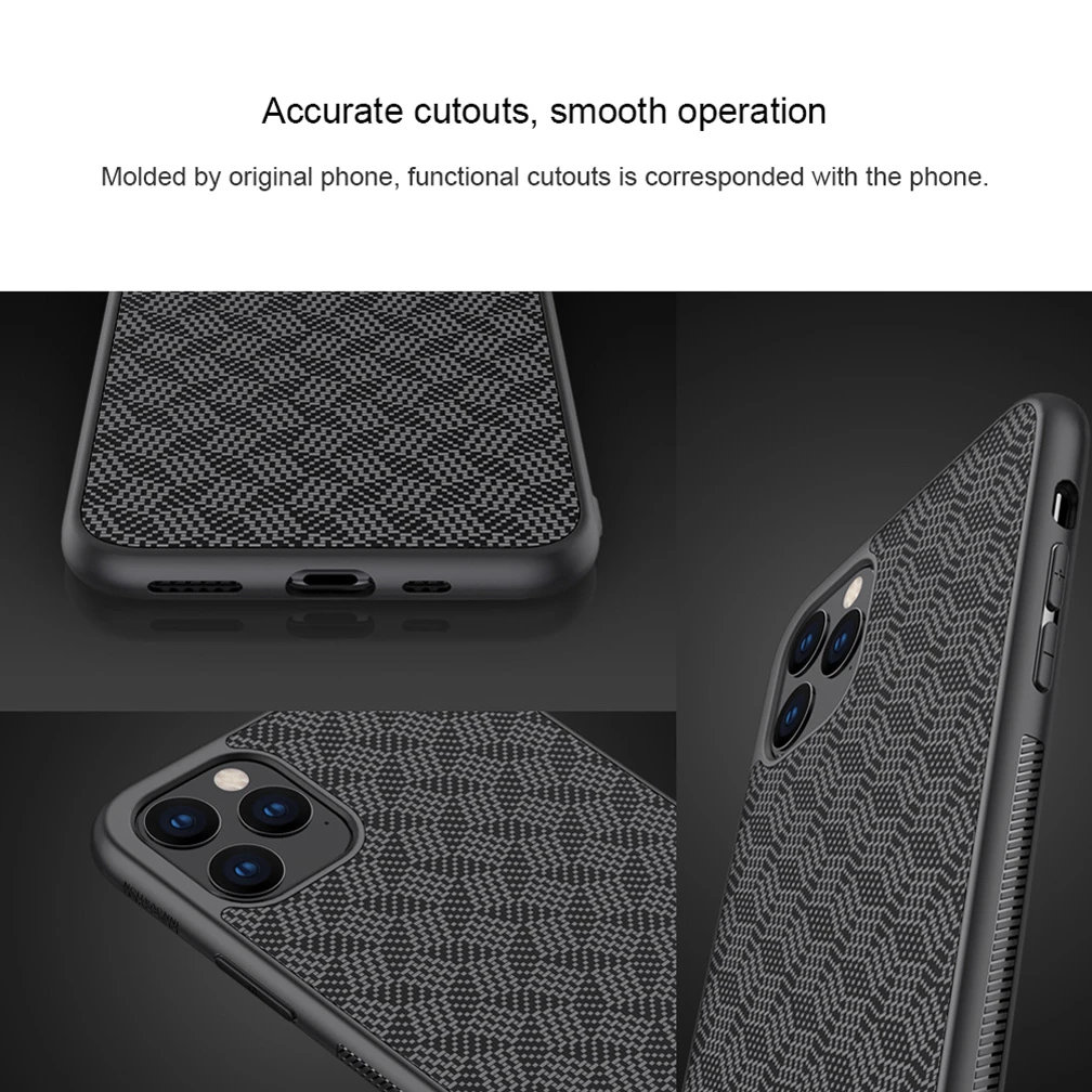 Для iPhone 11 Pro Max чехол NILLKIN плед синтетического волокна углерода PP пластиковый чехол для телефона iPhone 11 Pro 5,8/6,1/6,5 дюймов Чехол