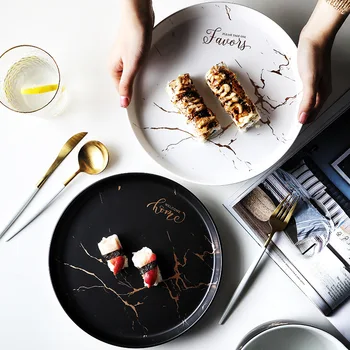 

Marbling Plates Ceramic Western Food Steak Plates Salad Bowl Breakfast Tableware Plates Household Plate