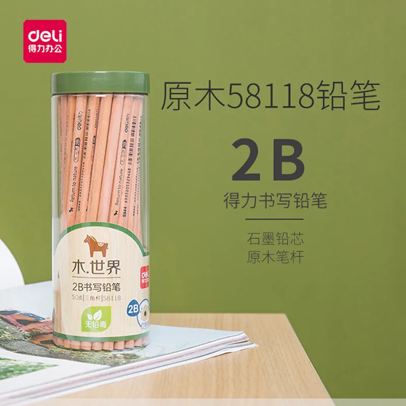 Deli 58118 треугольный усовершенствованный графитовый карандаш 2B эскизный