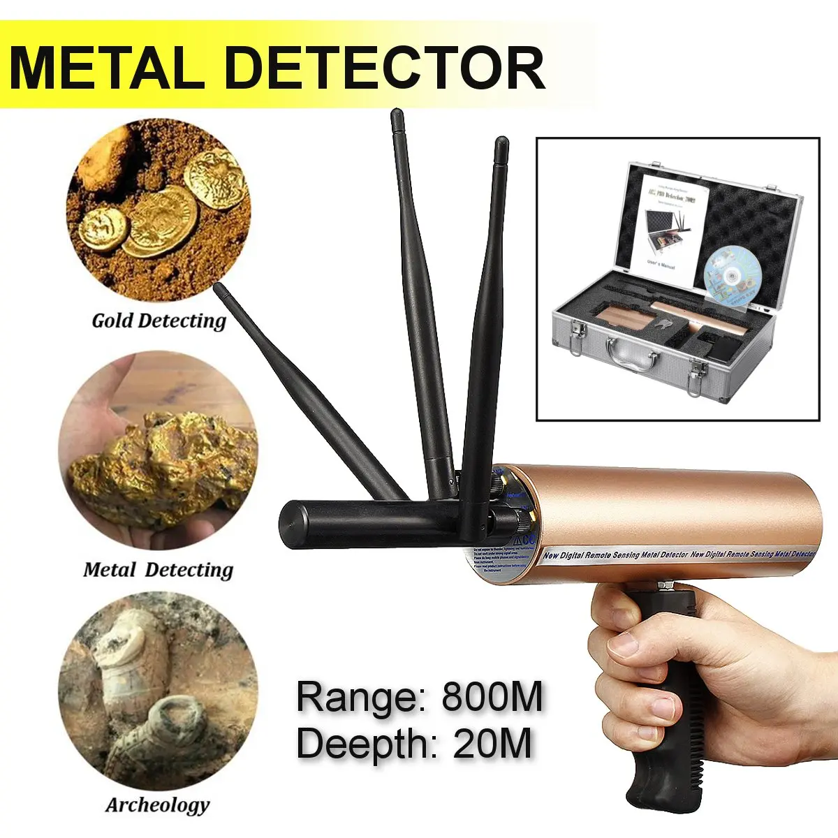 

Under Ground Metal Detector Machine 3 Antenna Treasure Searching Hunter Scanner Gold Silver Finder Tool Archeological Instrument