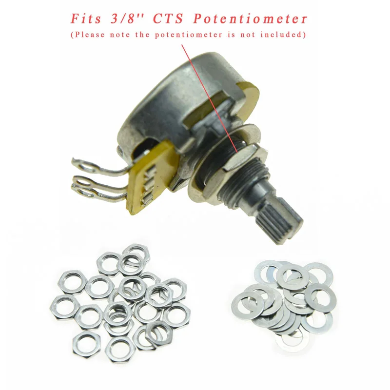 20 pcs Nickel USA Thread 3/8" Guitar CTS Pots Nuts Potentiometer Hex