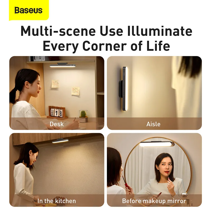 Baseus LED Table Lamp Magnetic Desk Lamp Hanging Wireless Touch Night Light for Study Reading Lamp Stepless Dimming USB Light 3