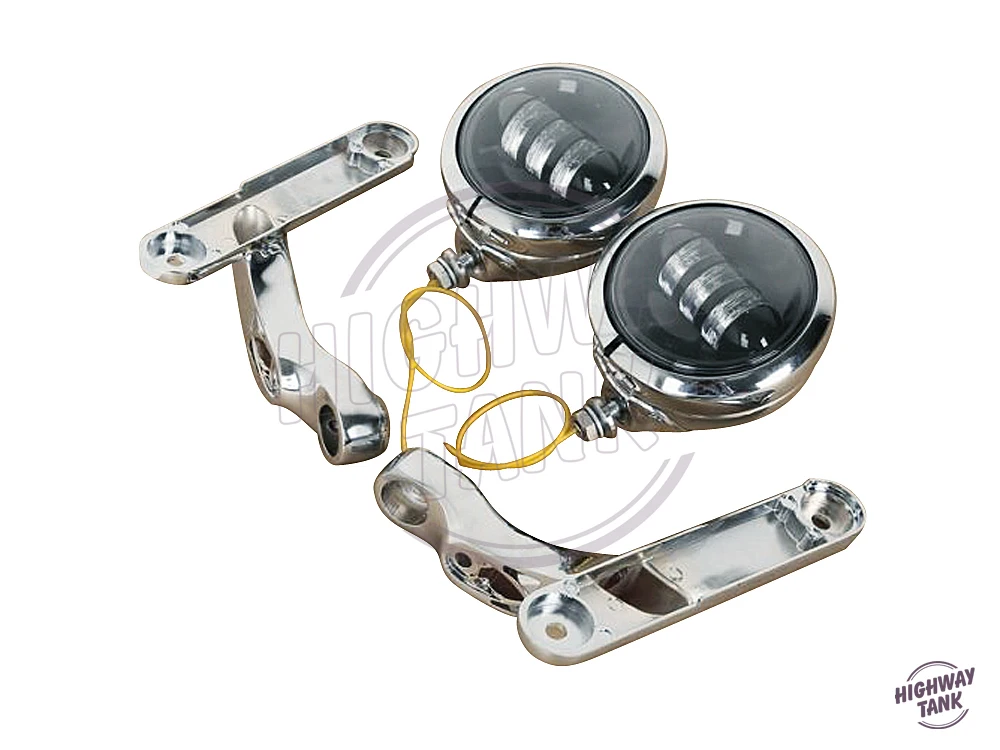 

4.5" LED Auxiliary Fog Passing Lights With Housing Bucket & Brackets case for Harley