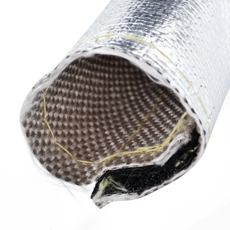 

1pc Heat Shield Sleeve Silver Metallic Wire Cover Wrap Pipe Hook and loop Protective