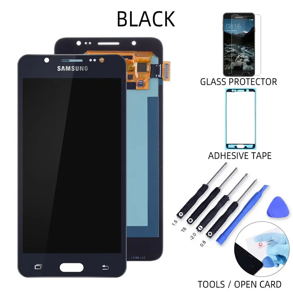 AMOLED Дисплей для SAMSUNG Galaxy J5 LCD в сборе с тачскрином 5.2'' J510F J510 J510FN J510M - Цвет: Black No Frame