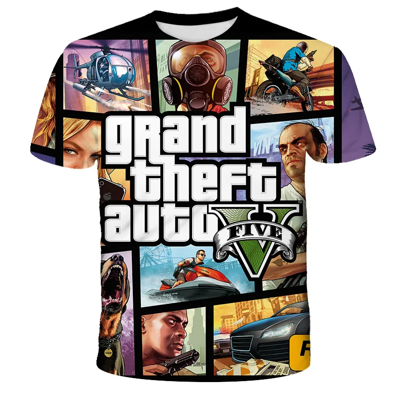 Футболка Grand Theft Auto v5 одежда для мальчиков Детская футболка 3D детские летние игры