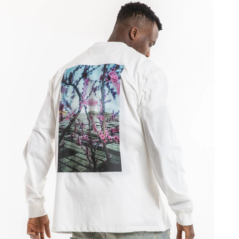 

Nagri Europe And America Popular Brand Men'S Wear Fog Floral Print Loose-Fit Casual Tee Base Shirt Street Long Sleeve MEN'S T-sh