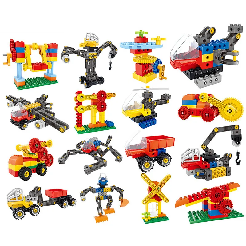 

Compatible with Duplo large particle building blocks toys Variety engineering machinery gear set early education teaching aids