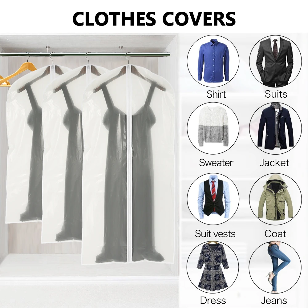 

6pcs Clothes Hanging Garment Dress Clothes Suit Coat Dust Cover Home Storage Bag Pouch Case Organizer Wardrobe Hanging Clothing