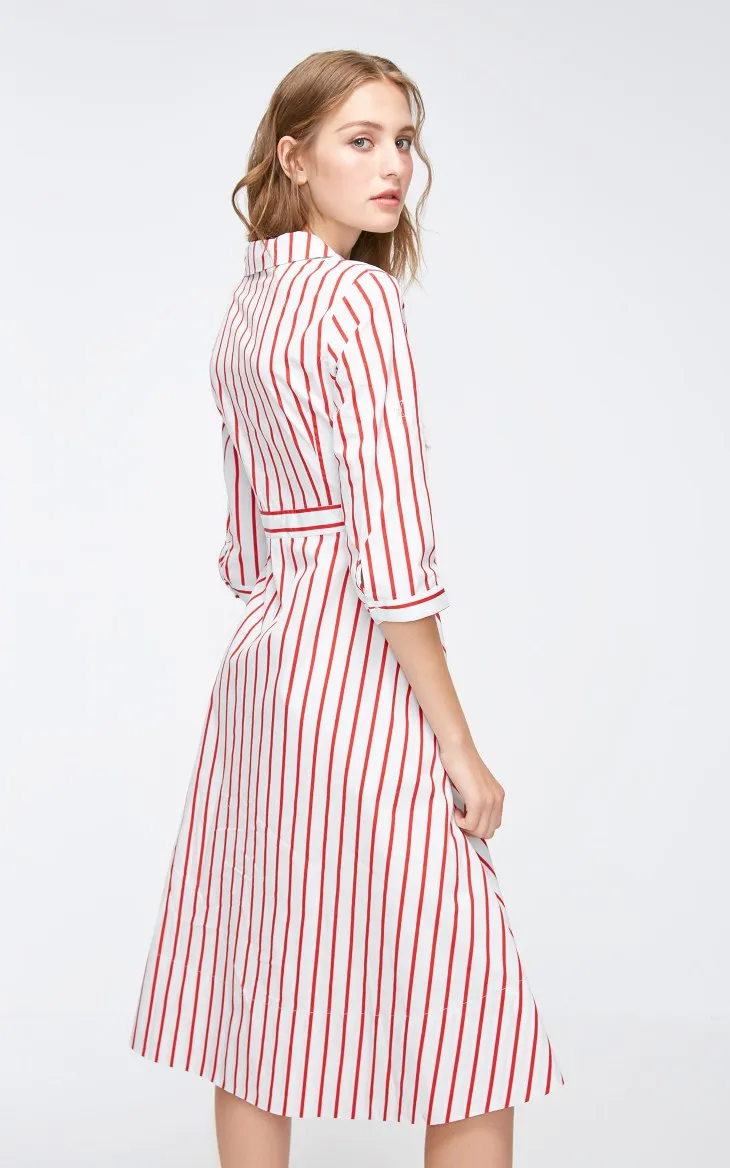 Vero Moda Новая женская рубашка воротник 3/4 рукава Талия слоистый дизайн платье в полоску | 3183SZ503