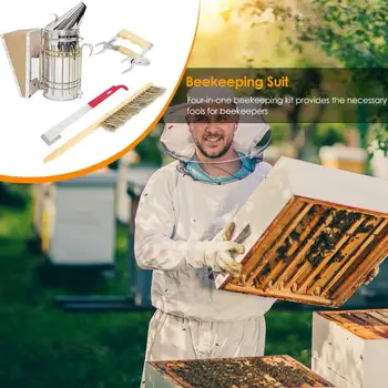 

4pcs Stainless Steel Beekeeping Kit Hive Bee Smoker Sprayer Apiculture Tool Smoker Sprayer Necessary Outdoor Beekeeping Gadgets