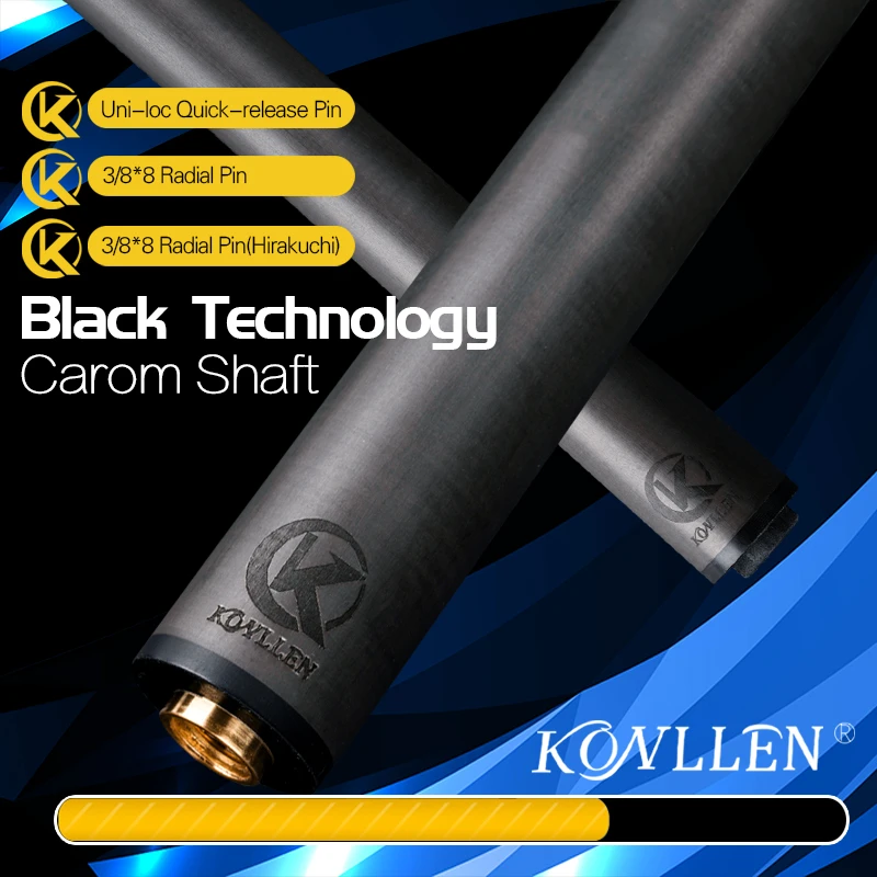 Konllen-カーボンファイバーキューシャフト,3/8x8ピン,長さ69cm,ビリヤードキュー用