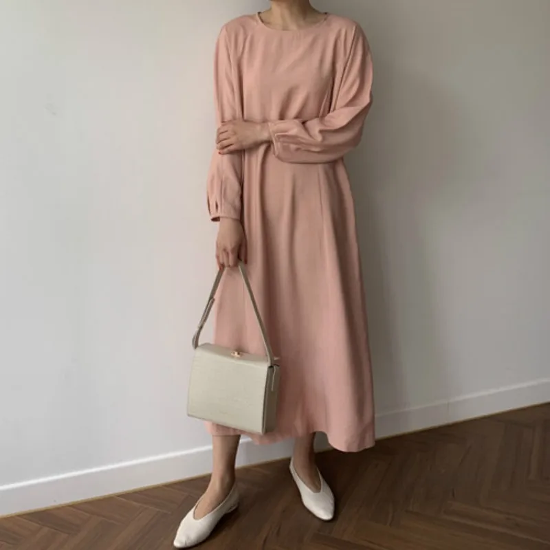 Женское осеннее длинное однотонное Бандажное платье с длинным рукавом vestidos с поясом Плюс Размер Robe Longue Femme Pink Sukienki Jurken