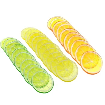 

30 Pieces Artificial Plastic Simulation Fake Lemon Slices Lifelike Decorative Fake Fruit-Mixed for Home Party Decoration