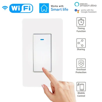 

Smart Wifi Light power Switch button Smart Application Wall American Standard button Switch 220v Support for Google Alexa
