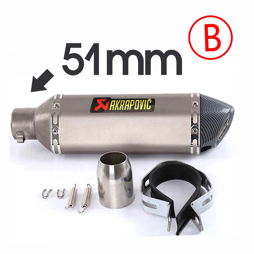 Мотоцикл Akrapovic выхлоп 51 мм мото Глушитель Трубы побега с дБ убийца для honda cb750 sh 300 cb600f dax transalp 650 для KTM - Color: PQG-001-B