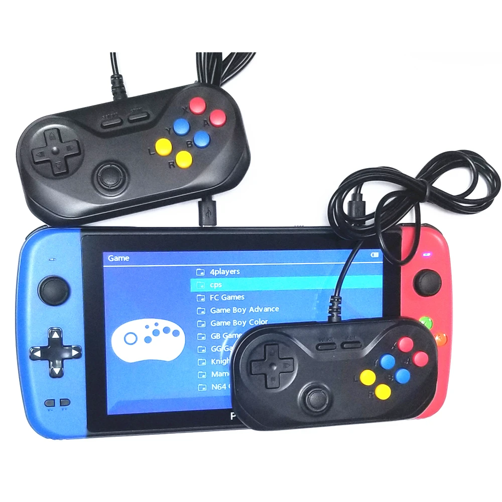 PS7000/Q900 7 inch Handheld Portable Game Console with 2 gamepads 64/128GB 5000 free games 100 ps1 games for MAME/CPS/SegaMD