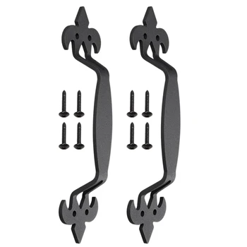 

New 2 Pcs 11 Inch Sliding Barn Door Handle Vintage Heavy Duty Pull Set for Gate Kitchen Furniture Cabinet Closet Drawer Screws I