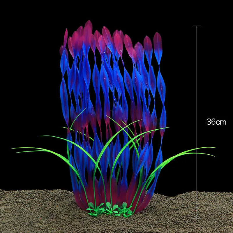 Искусственный пластик, большой лист травы, аквариум для рыб, подводная лодка, имитация водного растения, пейзаж, украшение - Color: Style 5