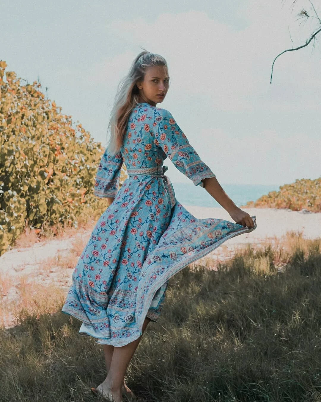 GypsyLady Boho флористическая накидка платье винтажное летнее праздничное винтажное платье женское с v-образным вырезом кружевное сексуальное длинное пляжное платье