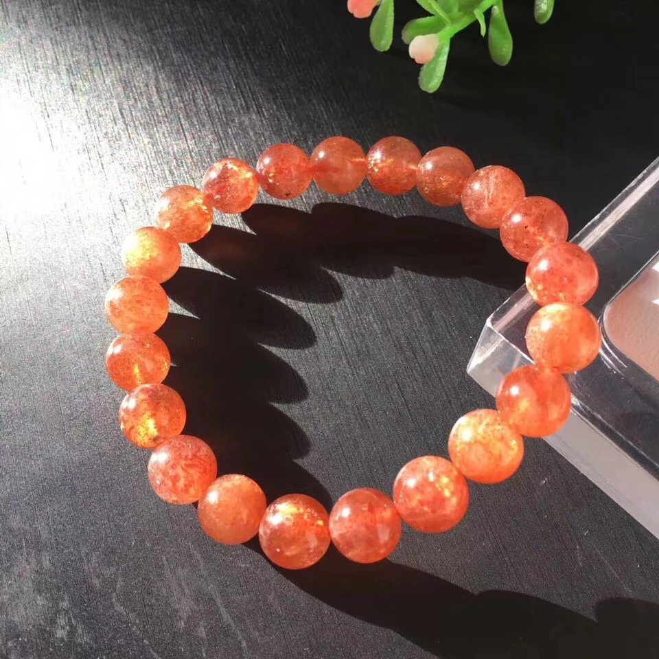 9 мм натуральный лед золото клубника кварцевые оранжевый Sunstone прозрачные круглые