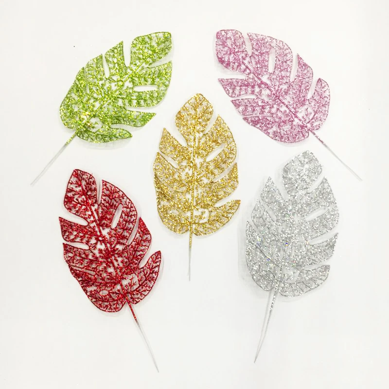 35Cm Argento Oro Foglie Artificiali Plastica Monstera Deliciosa Giungla Rami Di Foglie Piante Finte Decorazioni Natalizie Plantas