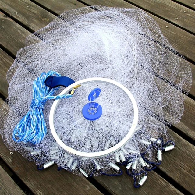 3M 10ft Cast Net American Style Strong Braided Cable Hand Throw Fishing Net  Aluminum Ring or Blue Ring Cast Network - AliExpress