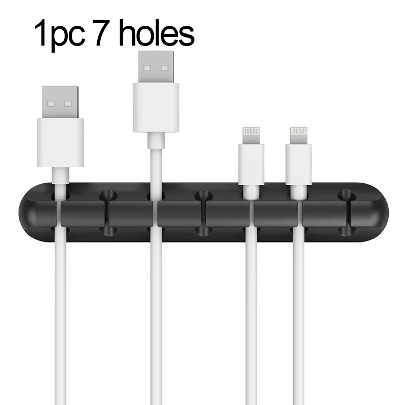 7 holes Автомобильный usb-кабель, зажимы для проводов, держатель для сматывания кабеля, шнур, органайзер для дома, офиса, стола, кабельные стяжки, зажимы, аксессуары - Название цвета: 7 holes
