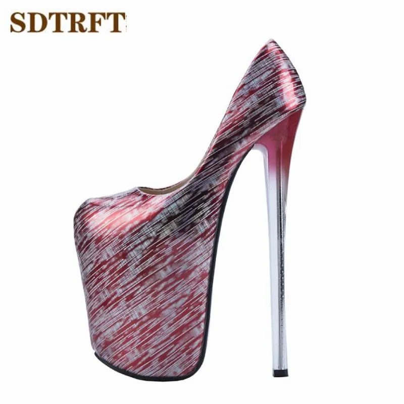 

SDTRFT Crossdresser Platforms Stiletto 22cm thin heels Pumps Chaussures Femme Gladiator Shallow mouth women's shoes US14 15 16