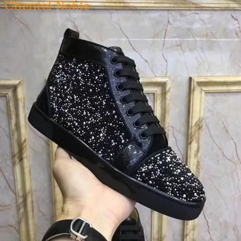 

Luxury Brand Chentel Leather Suede Bling Size Drill Men Casual Shoes Party Shoes Men High Quality Top Bottom Tenis Masculino