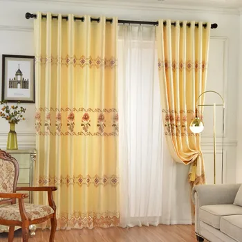 

Rural Hollow Water Soluble Daffodils Shade Curtains for Living Dining Room Bedroom.