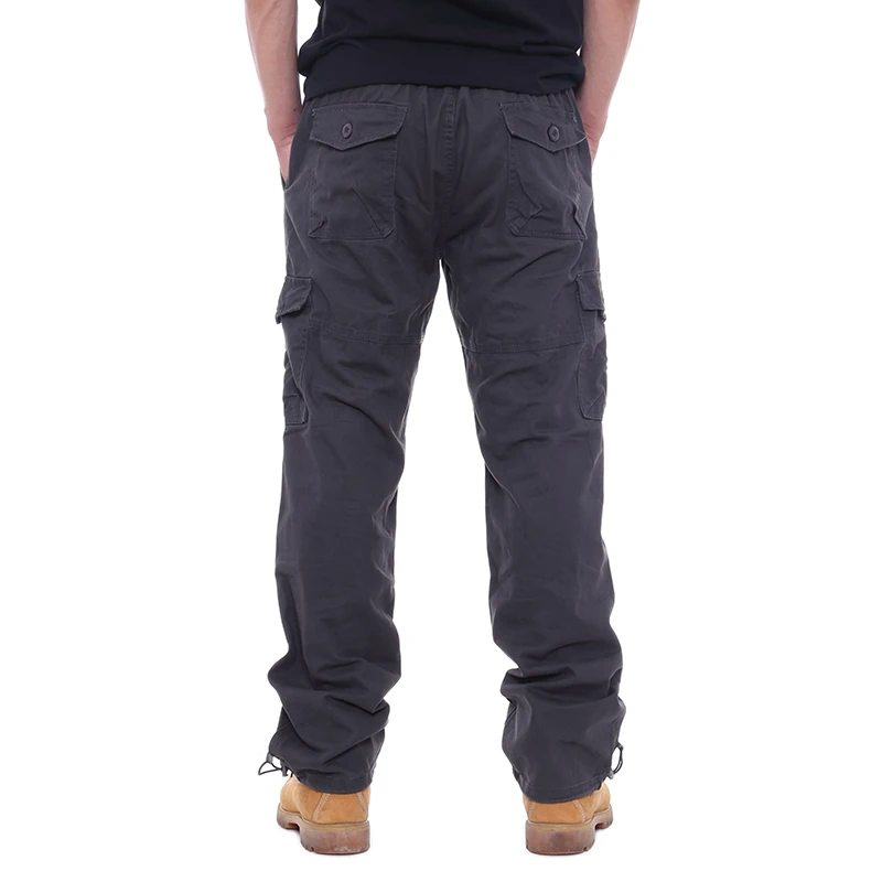 Cargo Pants Men Multi-pocket Zipper Pure Cotton Straight Leg Loose Casual Construction