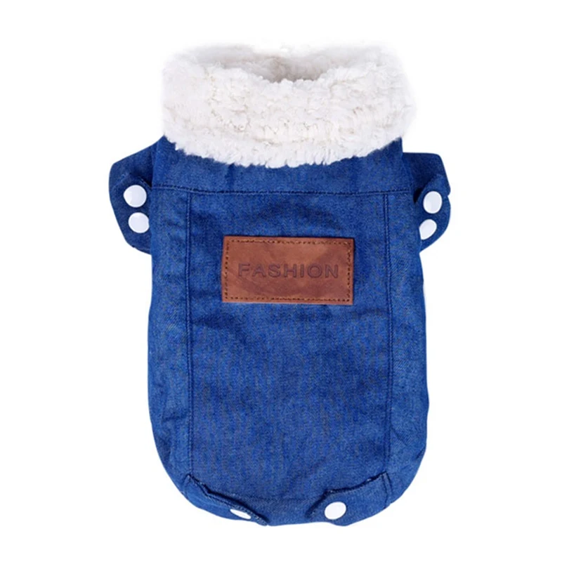 Джинсовая куртка для собак зимняя куртка для собак Одежда для щенков джинсовый костюм Чихуахуа Пудель домашний питомец породы Бишон утолщенная одежда - Цвет: dark blue