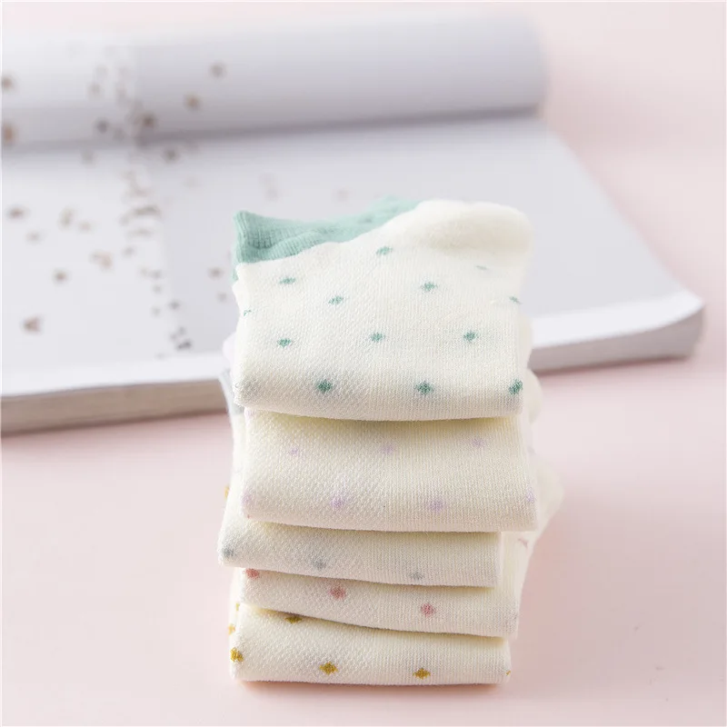 

5 Pairs Solid Mesh Color Women's Short Socks Cotton Ankle Invisible Spring Cute Funny Happy Breathable Thin Boat SocksÂ For Girl