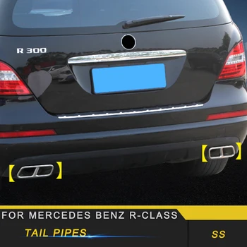 

For Mercedes Benz R-Class 2014-2017 Car Tail Pipes Exhaust Pipe Cover Trim Frame Sticker Chrome Exterior Accessories
