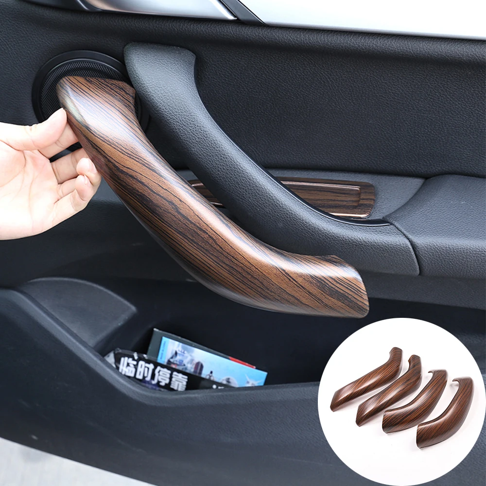 Car Accessories For Bmw X1 F48 2016-2019 X2 F47 2018 4Pcs Car Abs Plastic Pine Wood Grain Interior Door Handle Trim