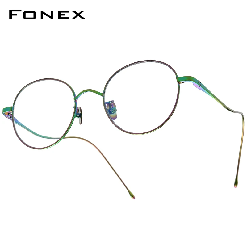 FONEX Мужские и женские очки для близорукости оправа из чистого титана круглые