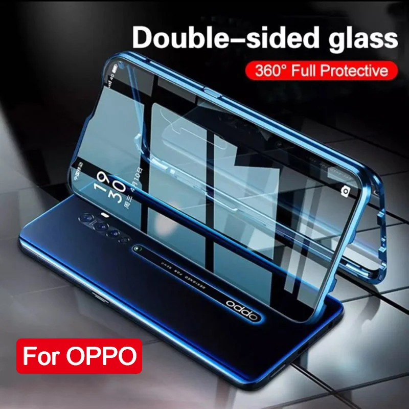 Магнитный чехол с двойным боковым закаленным стеклом для OPPO Realme 6i 5i 6 5 Pro C3 XT Reno 2 3 4