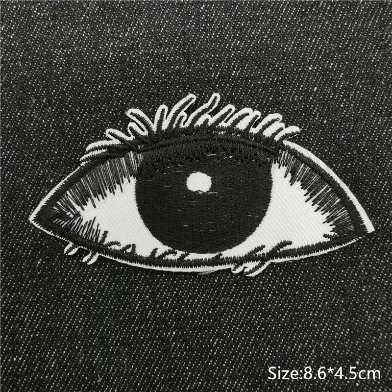 Schwarz und Weiß Pentagramm Stickerei Patches für Jeans Eisen auf Transfer Streifen Appliques Kleidung Aufkleber Kleidung Zipper Abzeichen – Detail 8